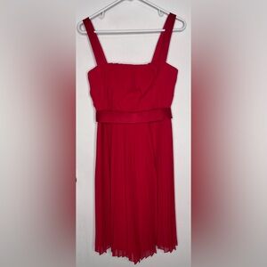 White by Vera Wang Elegant Red Sleeveless Pleated Dress